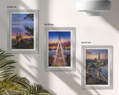Triptych v ráme Výhľady na mesto s mostmi a západmi slnka