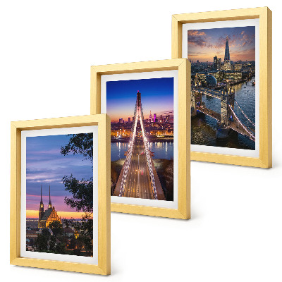 Triptych v ráme Výhľady na mesto s mostmi a západmi slnka
