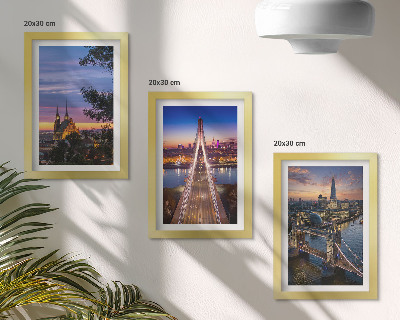 Triptych v ráme Výhľady na mesto s mostmi a západmi slnka