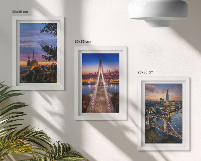 Triptych v ráme Výhľady na mesto s mostmi a západmi slnka