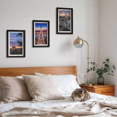 Triptych v ráme Výhľady na mesto s mostmi a západmi slnka