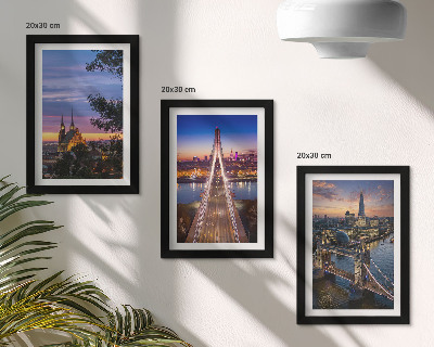 Triptych v ráme Výhľady na mesto s mostmi a západmi slnka