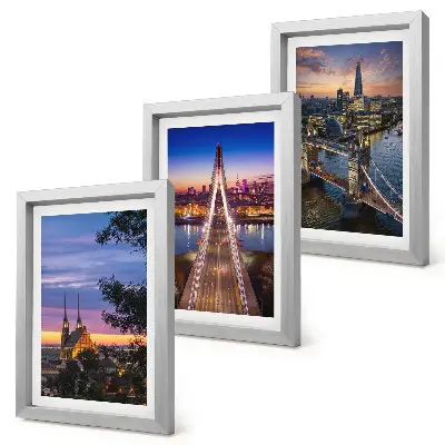 Výhľady na mesto s mostmi a západom slnka triptych v ráme