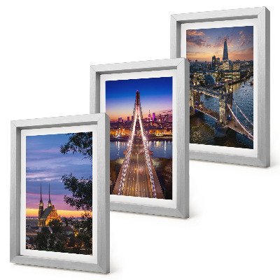 Triptych v ráme Výhľady na mesto s mostmi a západmi slnka