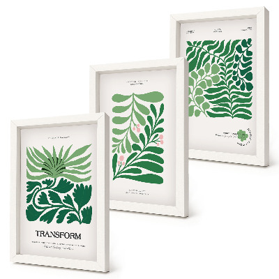 Triptych v ráme Sada zelených listov a rastlín v rôznych tvaroch
