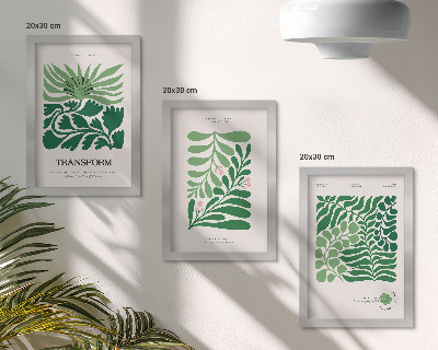 Triptych v ráme Sada zelených listov a rastlín v rôznych tvaroch