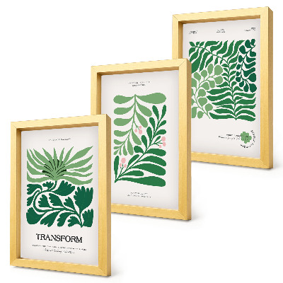 Triptych v ráme Sada zelených listov a rastlín v rôznych tvaroch