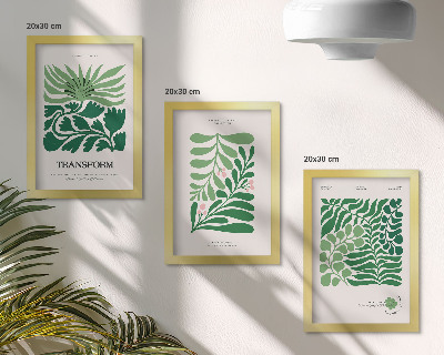 Triptych v ráme Sada zelených listov a rastlín v rôznych tvaroch