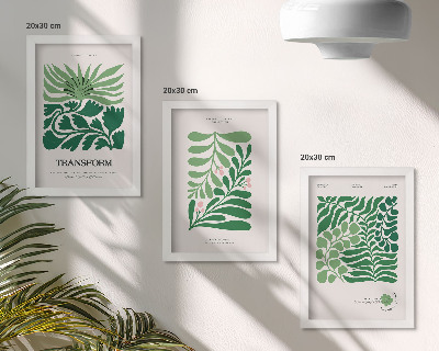 Triptych v ráme Sada zelených listov a rastlín v rôznych tvaroch