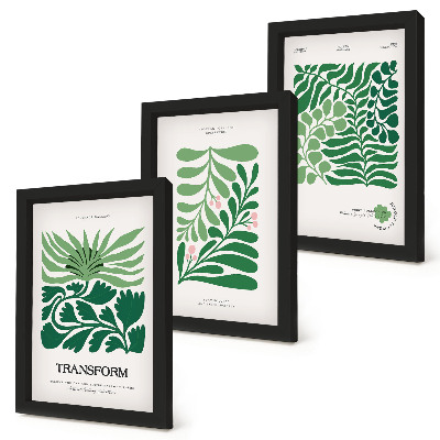 Triptych v ráme Sada zelených listov a rastlín v rôznych tvaroch