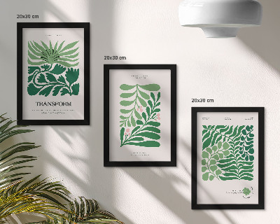 Triptych v ráme Sada zelených listov a rastlín v rôznych tvaroch