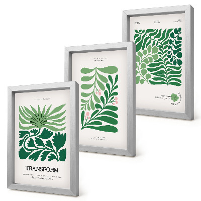 Triptych v ráme Sada zelených listov a rastlín v rôznych tvaroch