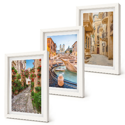 Triptych v ráme Očarujúce uličky a fontány v malebnej architektúre