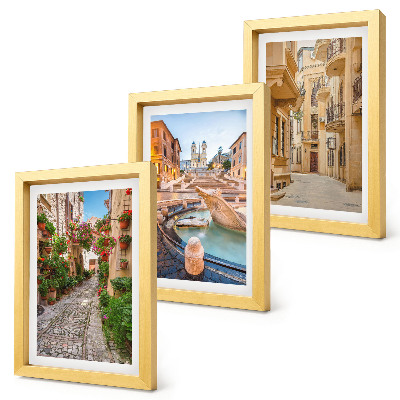 Triptych v ráme Očarujúce uličky a fontány v malebnej architektúre