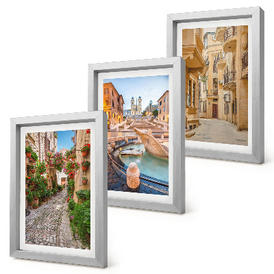 Triptych v ráme Očarujúce uličky a fontány v malebnej architektúre