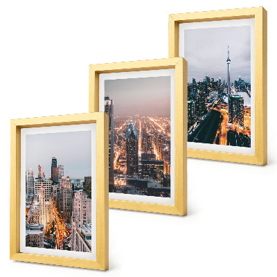 Triptych v ráme Výhľady na nočné mesto s mrakodrapmi a svetlami
