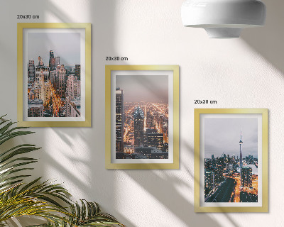 Triptych v ráme Výhľady na nočné mesto s mrakodrapmi a svetlami