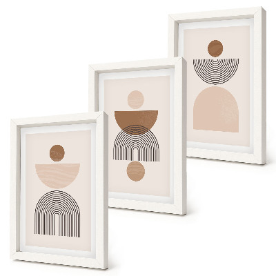 Triptych v ráme Abstraktné tvary v odtieňoch hnedej a béžovej