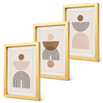 Triptych v ráme Abstraktné tvary v odtieňoch hnedej a béžovej