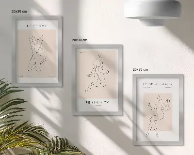 Sada obrazov do obývačky minimalistické plagáty s lineárnymi siluetami žien