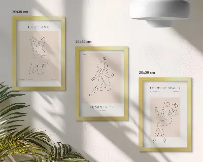 Sada obrazov do obývačky minimalistické plagáty s lineárnymi siluetami žien