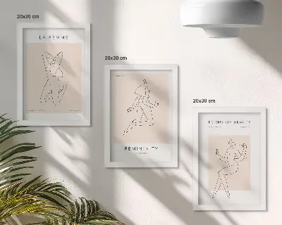 Sada obrazov do obývačky minimalistické plagáty s lineárnymi siluetami žien