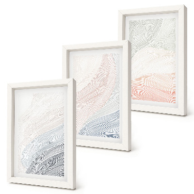 Triptych v ráme Abstraktná maľba vĺn na kartóne v pastelových farbách