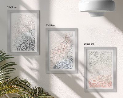 Triptych v ráme Abstraktná maľba vĺn na kartóne v pastelových farbách