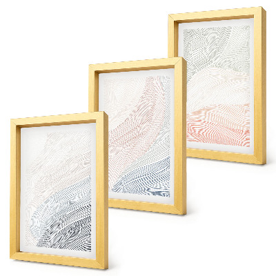 Triptych v ráme Abstraktná maľba vĺn na kartóne v pastelových farbách
