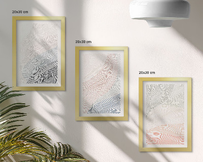 Triptych v ráme Abstraktná maľba vĺn na kartóne v pastelových farbách