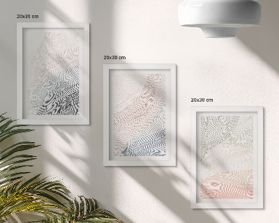 Triptych v ráme Abstraktná maľba vĺn na kartóne v pastelových farbách