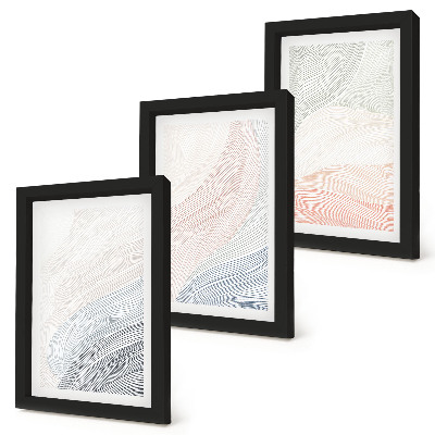 Triptych v ráme Abstraktná maľba vĺn na kartóne v pastelových farbách