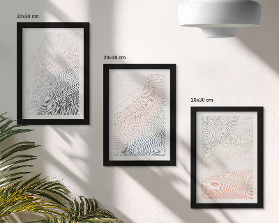 Triptych v ráme Abstraktná maľba vĺn na kartóne v pastelových farbách