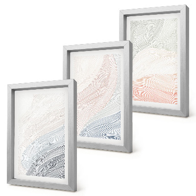 Triptych v ráme Abstraktná maľba vĺn na kartóne v pastelových farbách