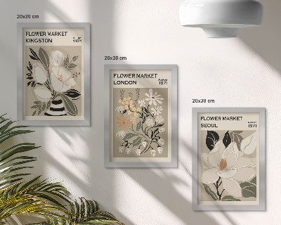 Triptych v ráme Retro kvety z rôznych miest sveta