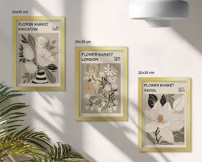 Triptych v ráme Retro kvety z rôznych miest sveta