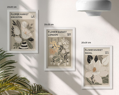 Triptych v ráme Retro kvety z rôznych miest sveta