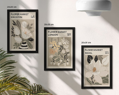 Triptych v ráme Retro kvety z rôznych miest sveta