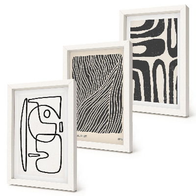 Triptych v ráme Abstraktné vzory s čiarami a textúrami na svetlom pozadí
