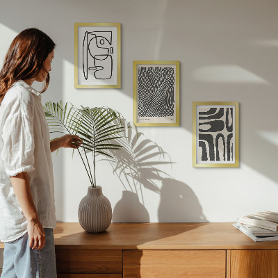 Triptych v ráme Abstraktné vzory s čiarami a textúrami na svetlom pozadí