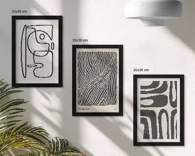 Triptych v ráme Abstraktné vzory s čiarami a textúrami na svetlom pozadí