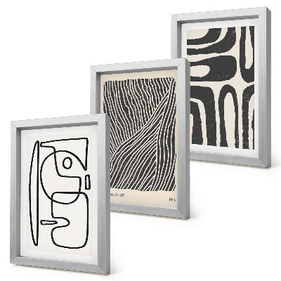 Triptych v ráme Abstraktné vzory s čiarami a textúrami na svetlom pozadí