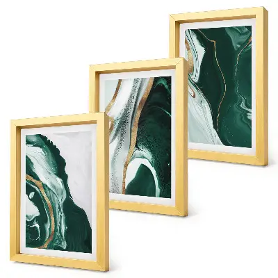 Abstraktné vzory farieb v zelenej a bielej farbe triptych v ráme