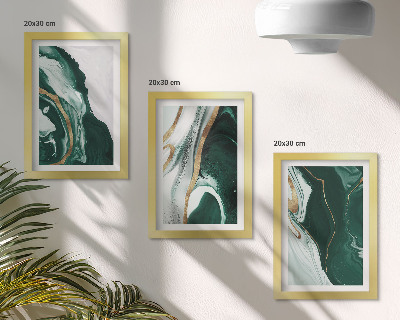 Triptych v ráme Abstraktné vzory farieb v zelenej a bielej farbe