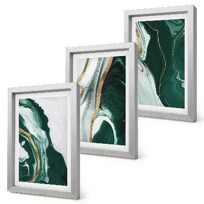 Triptych v ráme Abstraktné vzory farieb v zelenej a bielej farbe