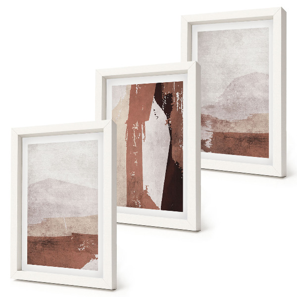 Triptych v ráme Abstraktné vzory v odtieňoch hnedej a béžovej