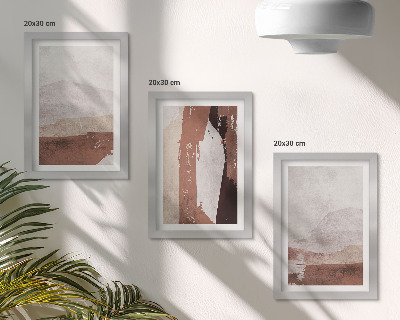 Triptych v ráme Abstraktné vzory v odtieňoch hnedej a béžovej