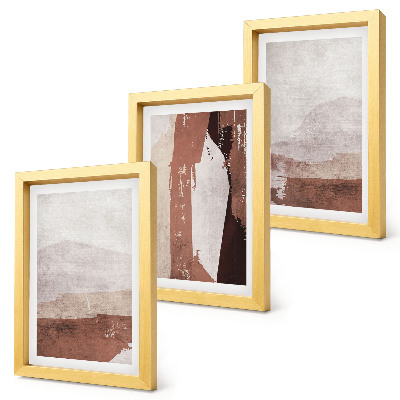 Triptych v ráme Abstraktné vzory v odtieňoch hnedej a béžovej
