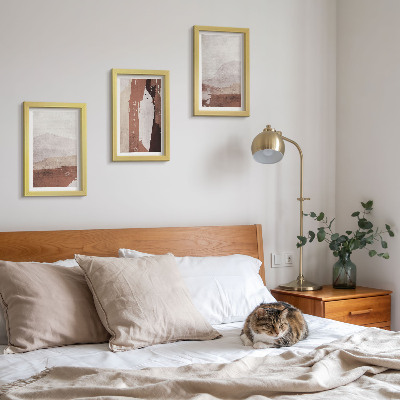 Triptych v ráme Abstraktné vzory v odtieňoch hnedej a béžovej