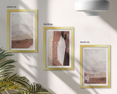 Triptych v ráme Abstraktné vzory v odtieňoch hnedej a béžovej